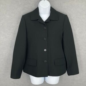 Talbots Blazer Black Cotton Jacket Size 10 Classic‎ Business Career